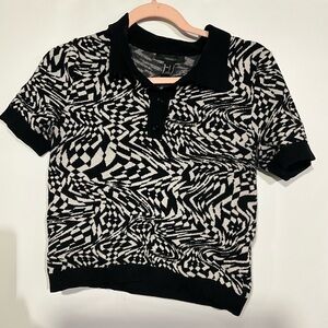 Forever 21 Kids Polo with Black and White Abstract Design